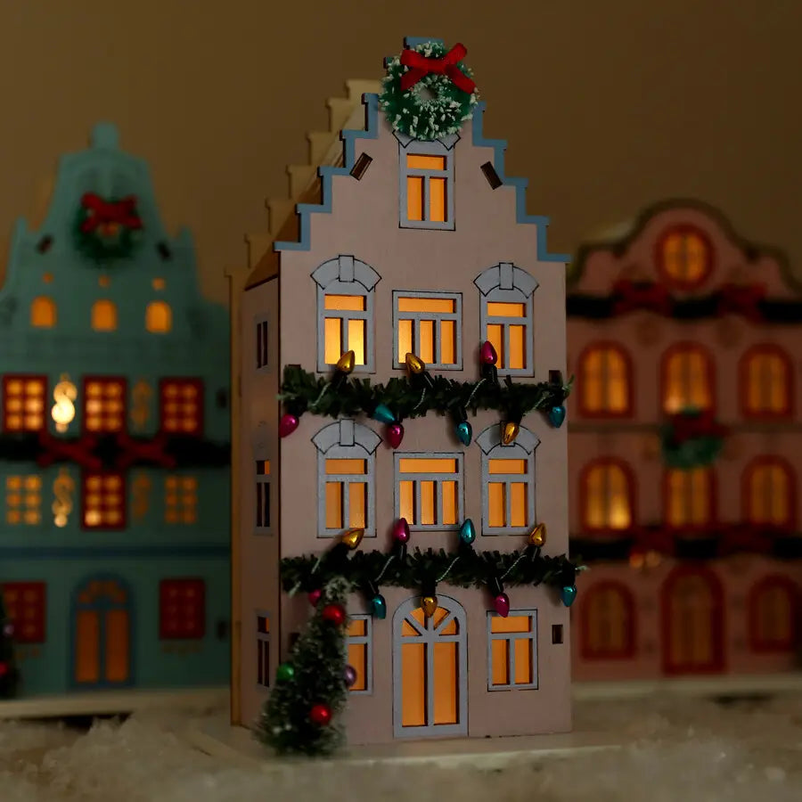 Battery Powered Wooden Lilac Led House Light Decoration