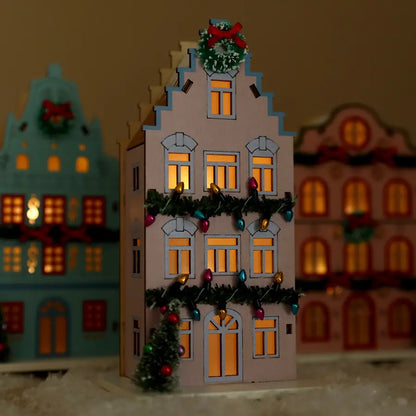 Battery Powered Wooden Lilac Led House Light Decoration