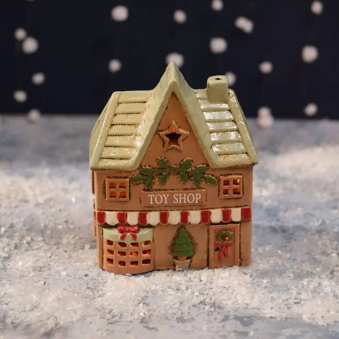Christmas Market Stoneware Toy Shop Candle Holder
