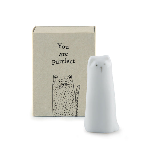 East of India Matchbox porcelain tall cat