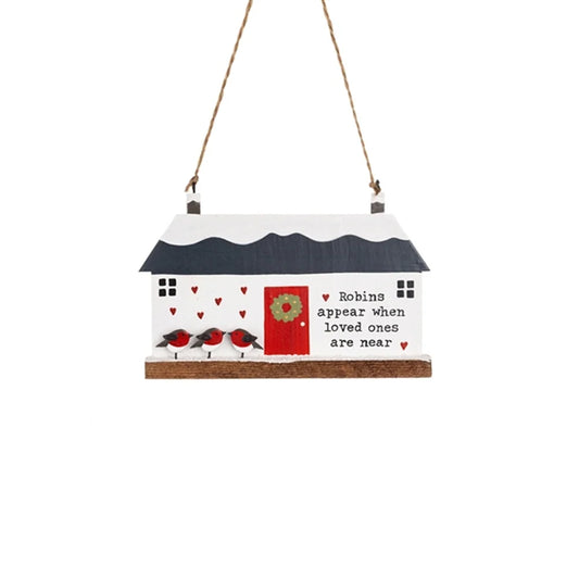 Hanging ornament by Shoeless Joe. Cottage with Loving Robins