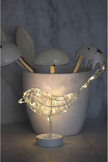 Battery operated with timer LED Table Robin - white