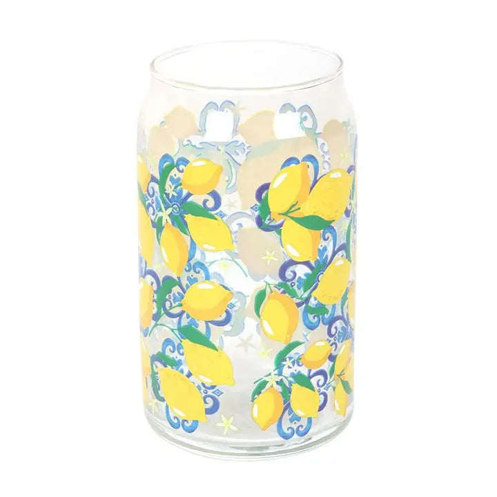 Lemon Print Can Glass