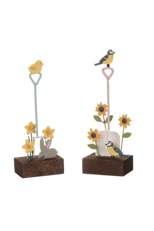 Garden Spade & Fork Ornaments – Bird & Bunny Detail