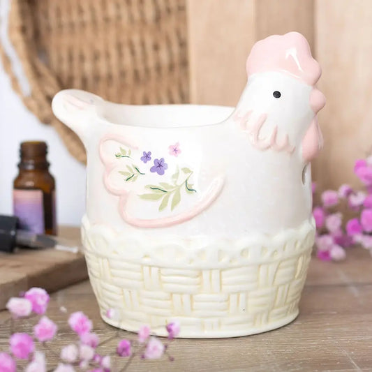 Floral Hen Chicken Shaped Oil Burner and Wax Warmer