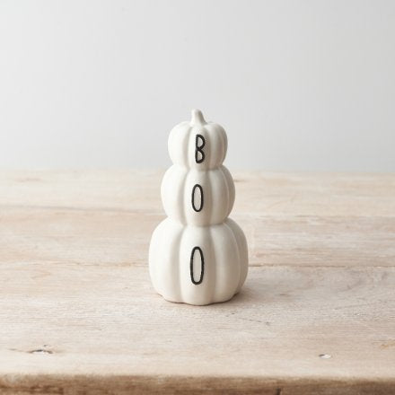 White or black BOO Pumpkin Stack