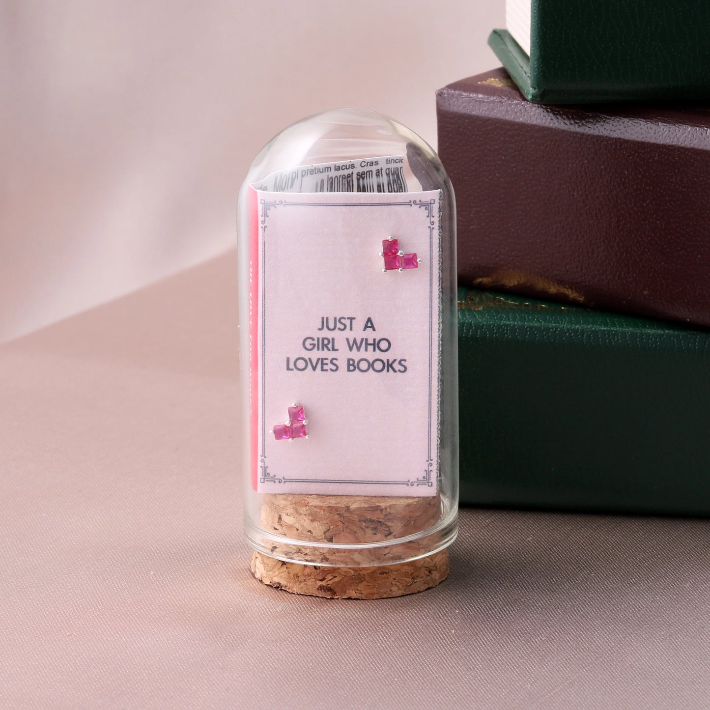 JUST A GIRL WHO LOVES BOOKS Ruby Heart Earrings