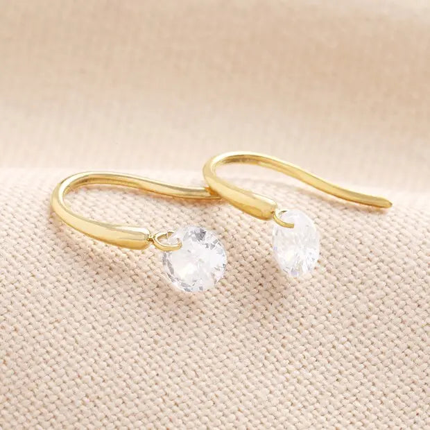 Twist Crystal Drop Earrings in Gold