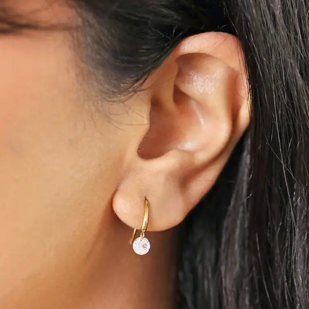 Twist Crystal Drop Earrings in Gold