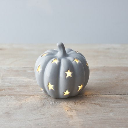 LED Ceramic Pumpkin, Grey or white