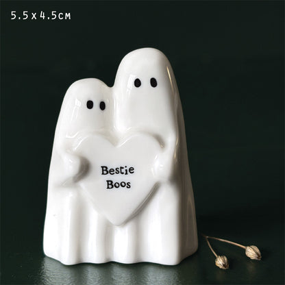 East of India Pair of ghosts-Bestie boos. Ceramic ornament