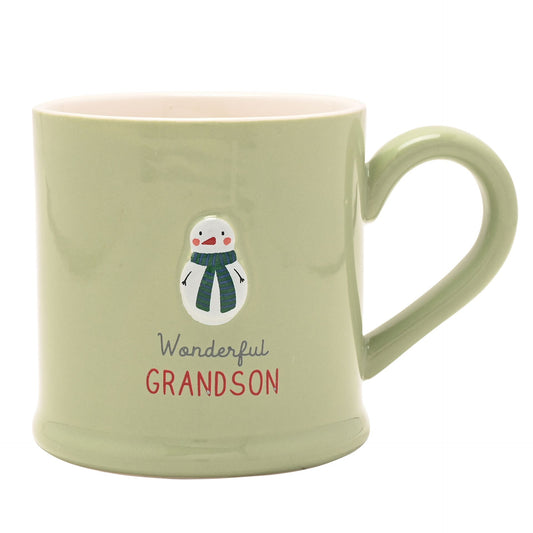 CHRISTMAS EMBOSSED MUG - GRANDSON