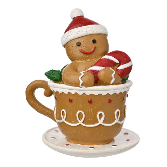 SANTA & FRIENDS GINGERBREAD TEACUP DECORATION