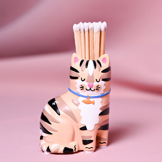 RASPBERRY BLOSSOM MATCHSTICK HOLDER - CAT