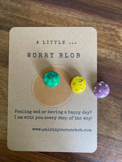 Pals in your Pocket - Anxiety Relief Painted Worry Pebble with Greeting Card