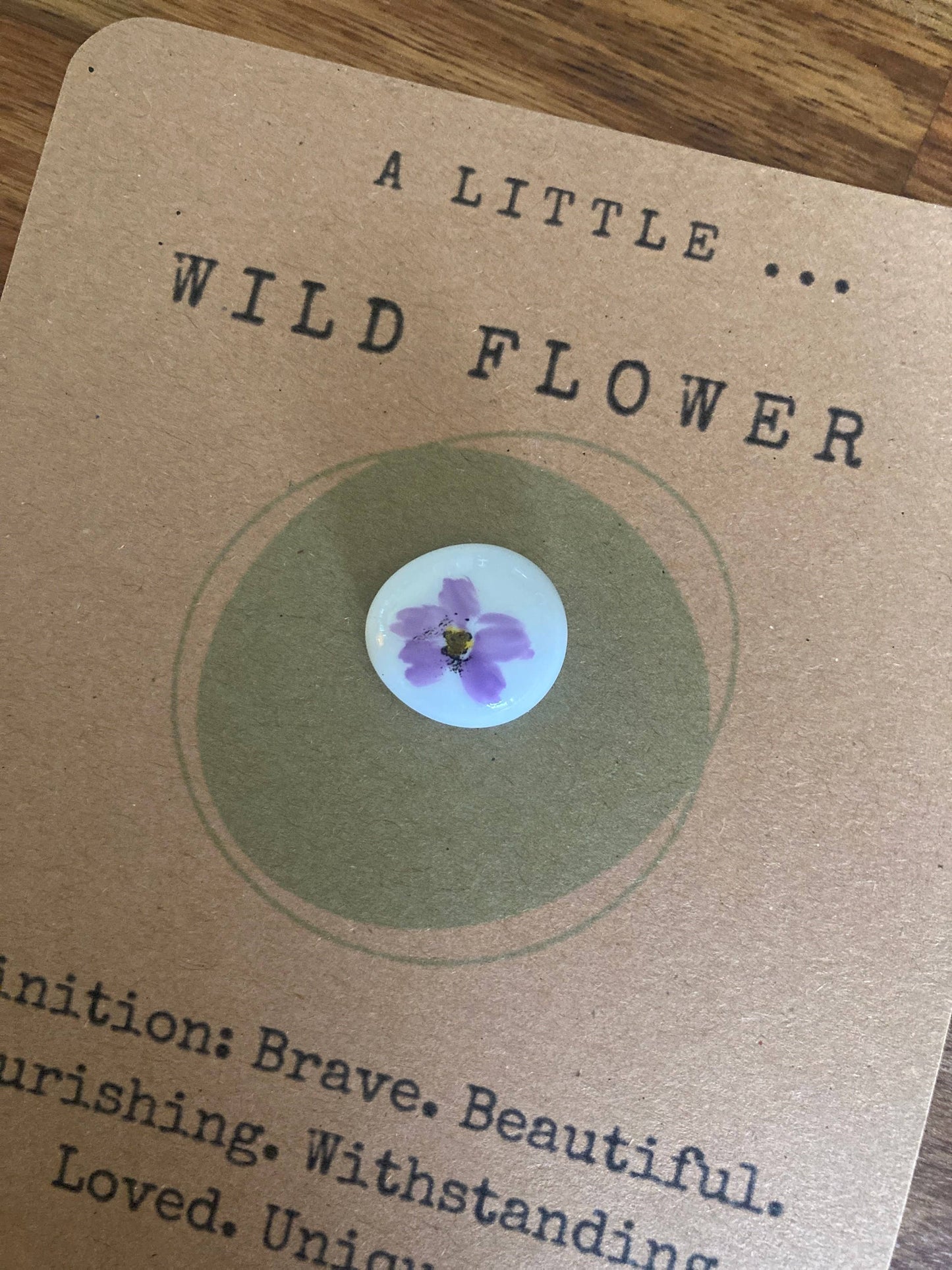 Pals in your Pocket - Personalized Wildflower Pebble With Purple Charm And Quote