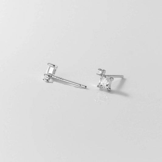 White Leaf - 2 Square Earring Earring in Sterling Silver