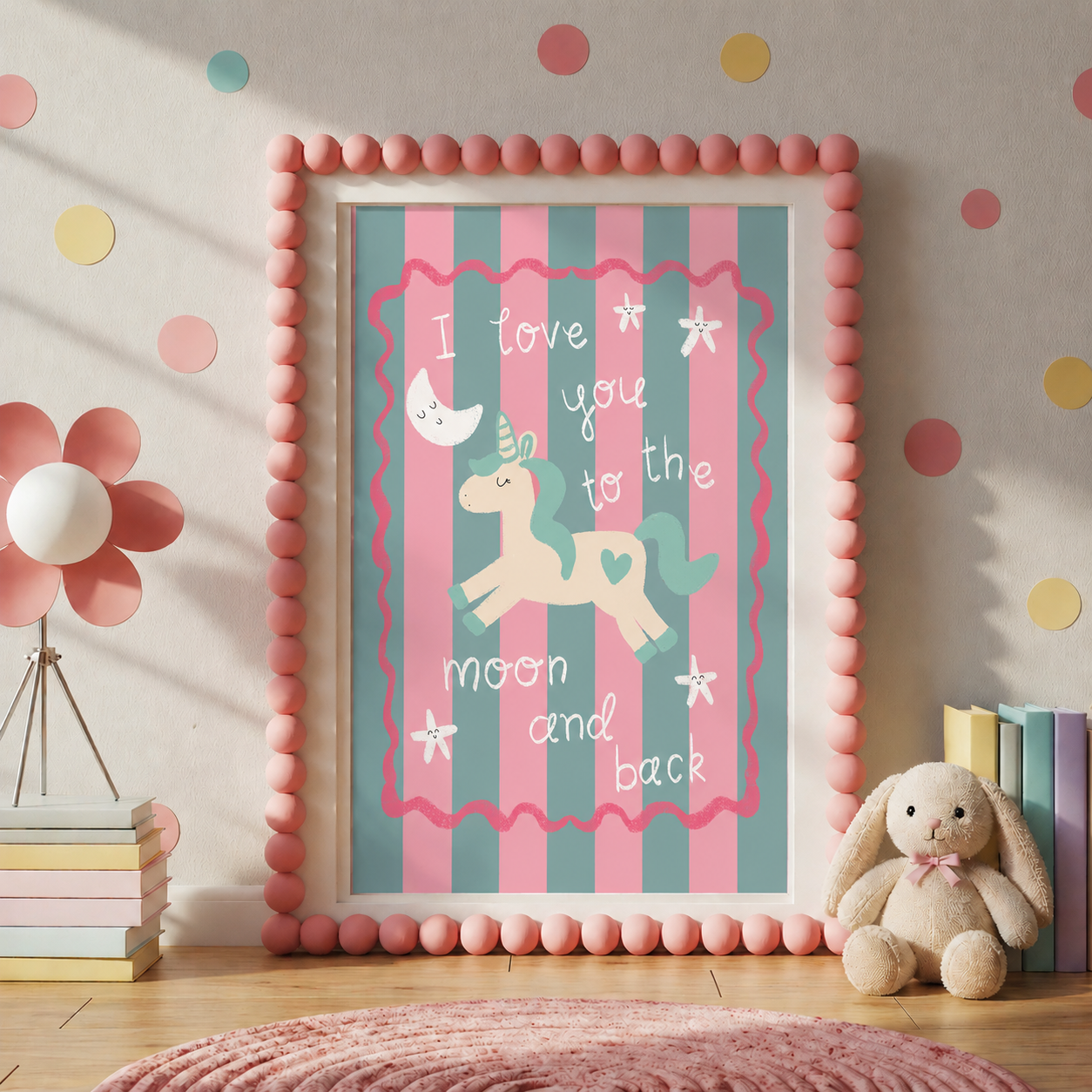 It's Lucy Doodles - I love you to the moon and back unicorn print