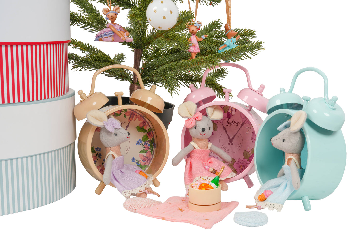 LEVLOVS - Twin Bell Alarm Clock Pink