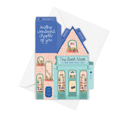 Two For Joy Illustration - Book Nook Birthday Card – 3D Slot Together Card