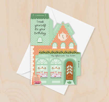 Two For Joy Illustration - Afternoon Tea Birthday Card – 3D Slot Together Card