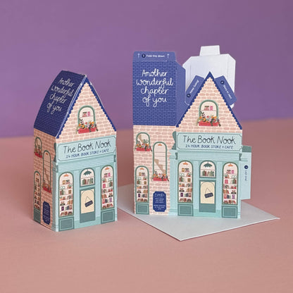 Two For Joy Illustration - Book Nook Birthday Card – 3D Slot Together Card
