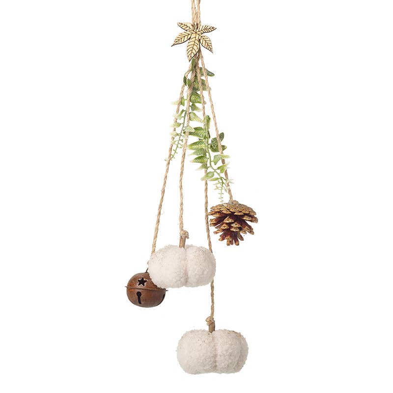 Heaven Sends - BELLS PINE CONE WHITE PUMPKIN HANGER