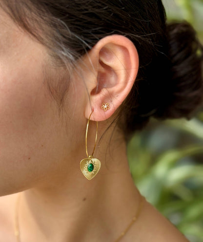 Ocean Ripples - 14ct Gold Plated Mini Hollow Flower Stud Earrings 