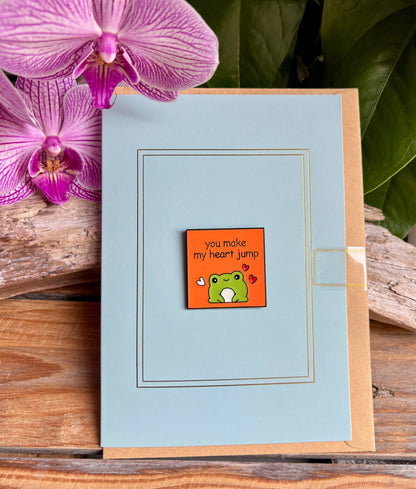 Ocean Ripples - You Make My Heart Jump Pin Badge Card