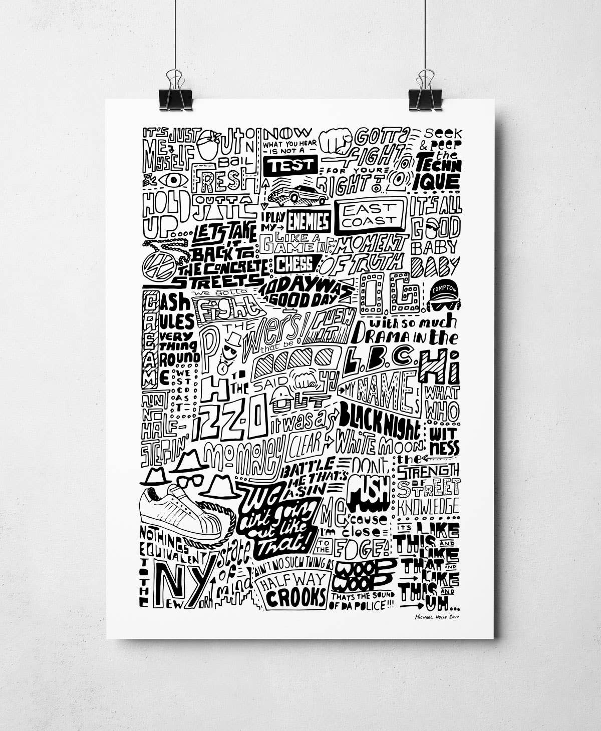 Sketchbook Design - The History of Rap Hip Hop Music Print