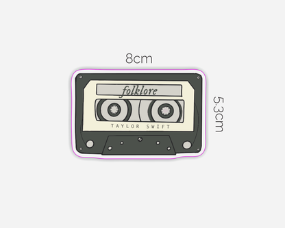 Danni Boden Designs - Folklore Album Inspired Cassette Tape Sticker - Taylor Swift