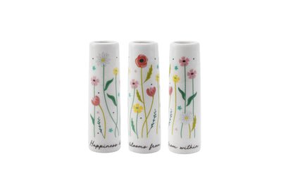 CGB Giftware - Happiness Blooms From Within Ceramic Floral Bud Vase  •