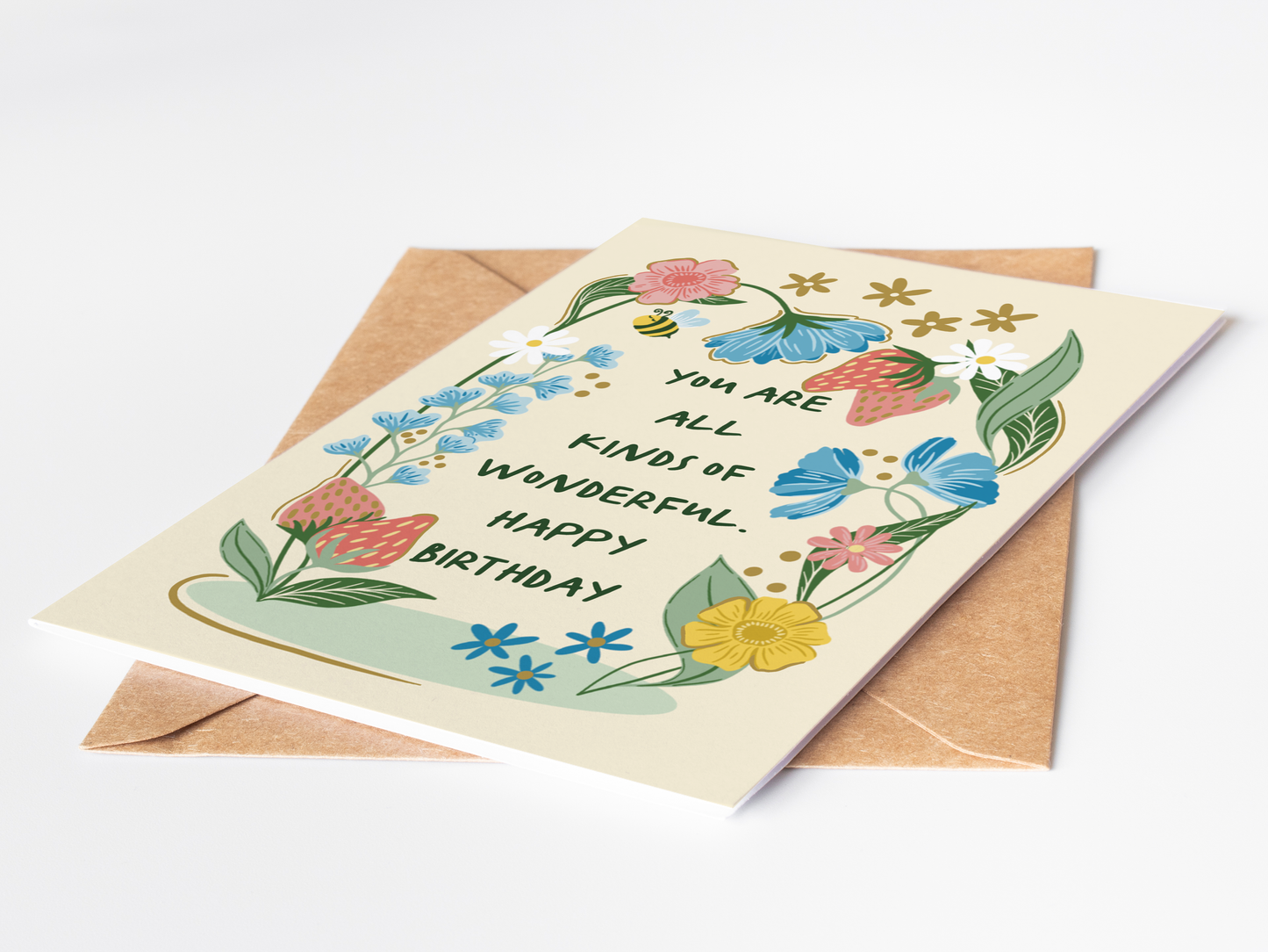 Not Today Tuesday - Birthday Card | Floral | Strawberries | Gold Foil