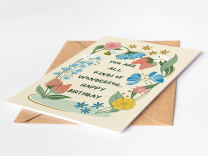 Not Today Tuesday - Birthday Card | Floral | Strawberries | Gold Foil
