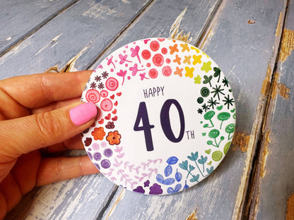 Little Heart - 40 Round Floral Ceramic Coaster