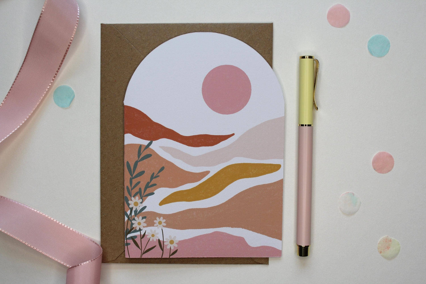 Ellice Owens Designs - Abstract Desert Sunset Greeting Card, Modern Art Card