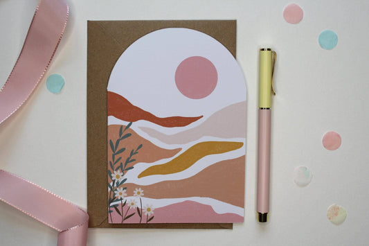 Ellice Owens Designs - Abstract Desert Sunset Greeting Card, Modern Art Card