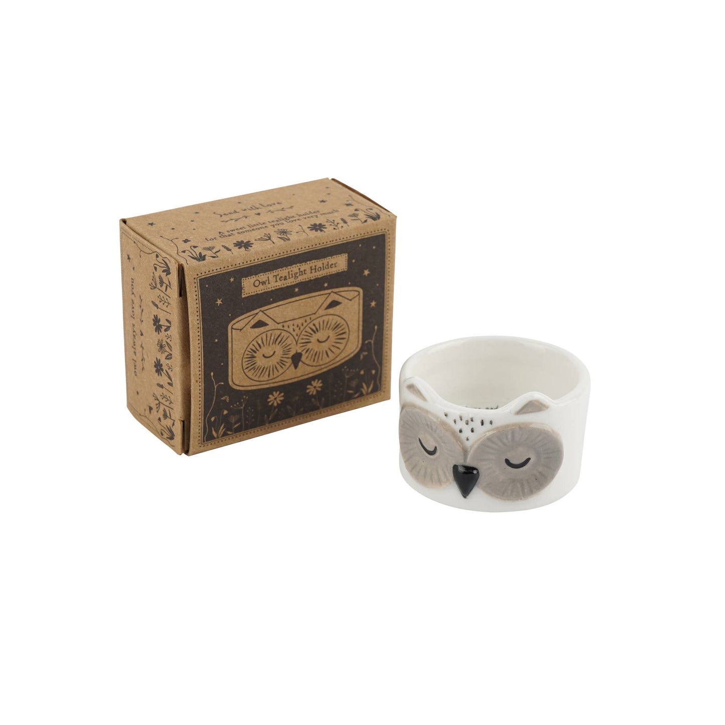 Send With Love Owl Tealight Holder In Gift Box