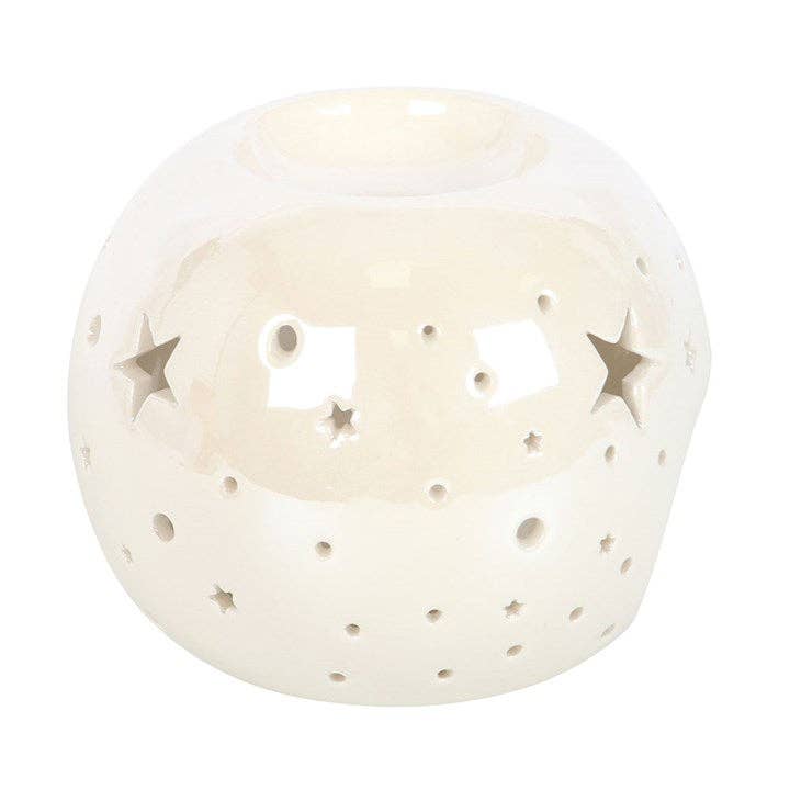 White Iridescent Star Oil Burner and Wax Warmer -birthday gift, mothers day gift