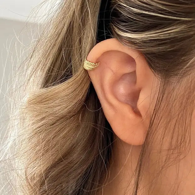 Tiny Gold Sterling Silver Feather Ear Cuff