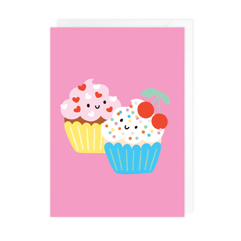 Hopscotch Paper Co. - Happy Cupcakes Greeting Card – A6 Blank Inside, Eco-Friendly
