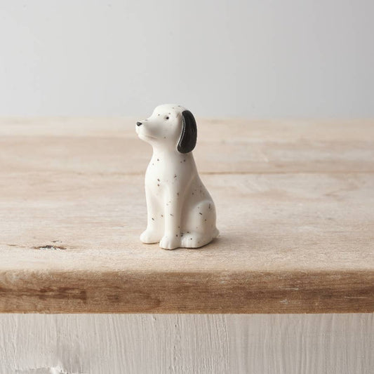 White Speckle Porcelain Dog, 6cm