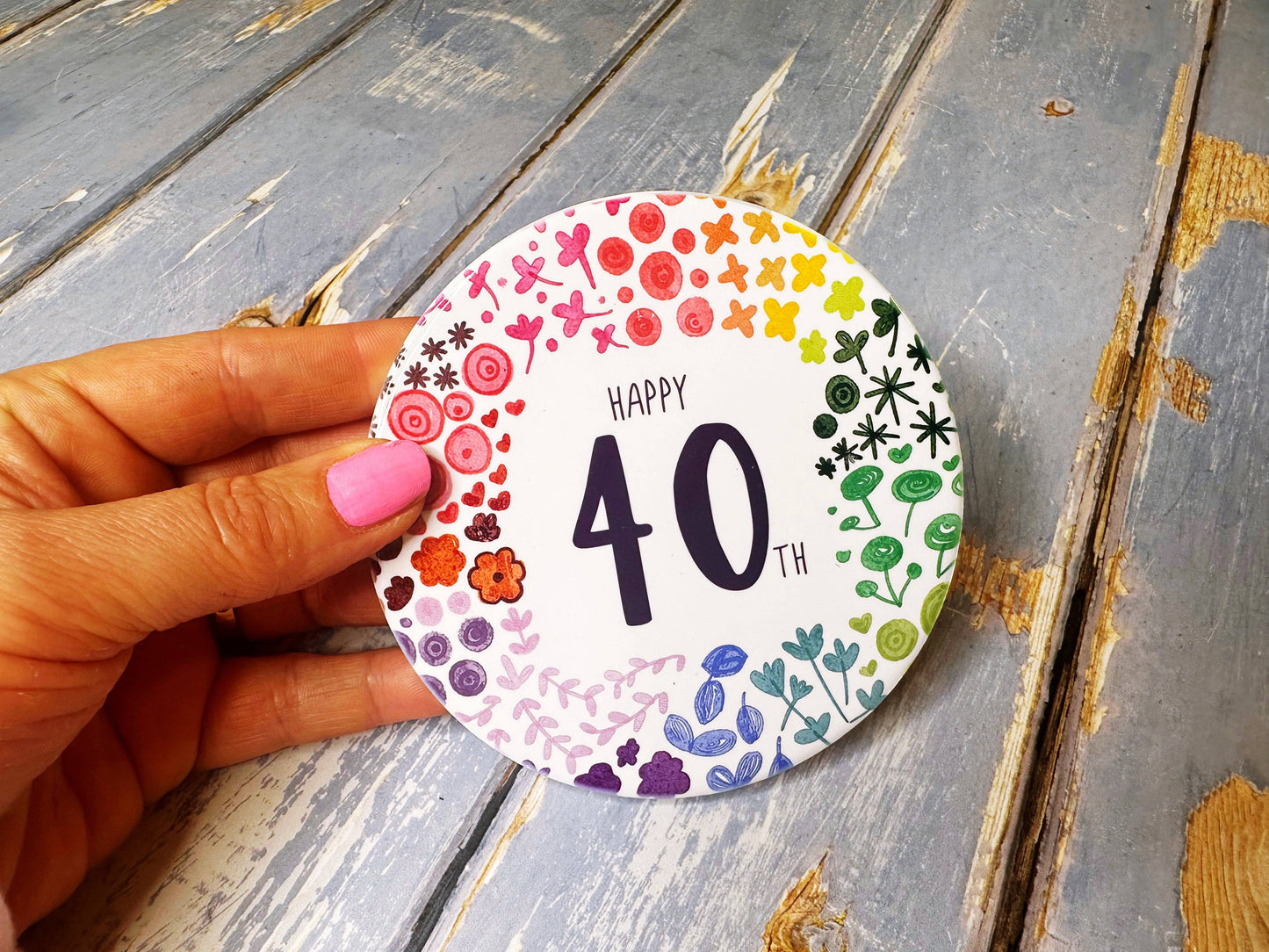 Little Heart - 40 Round Floral Ceramic Coaster