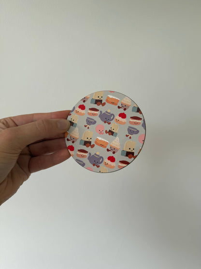 Gallerybylara - Afternoon Tea coaster. Handmade. Collectables. Cuddly toy