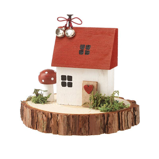 Heaven Sends - WOODEN HOUSE ON LOG SLICE