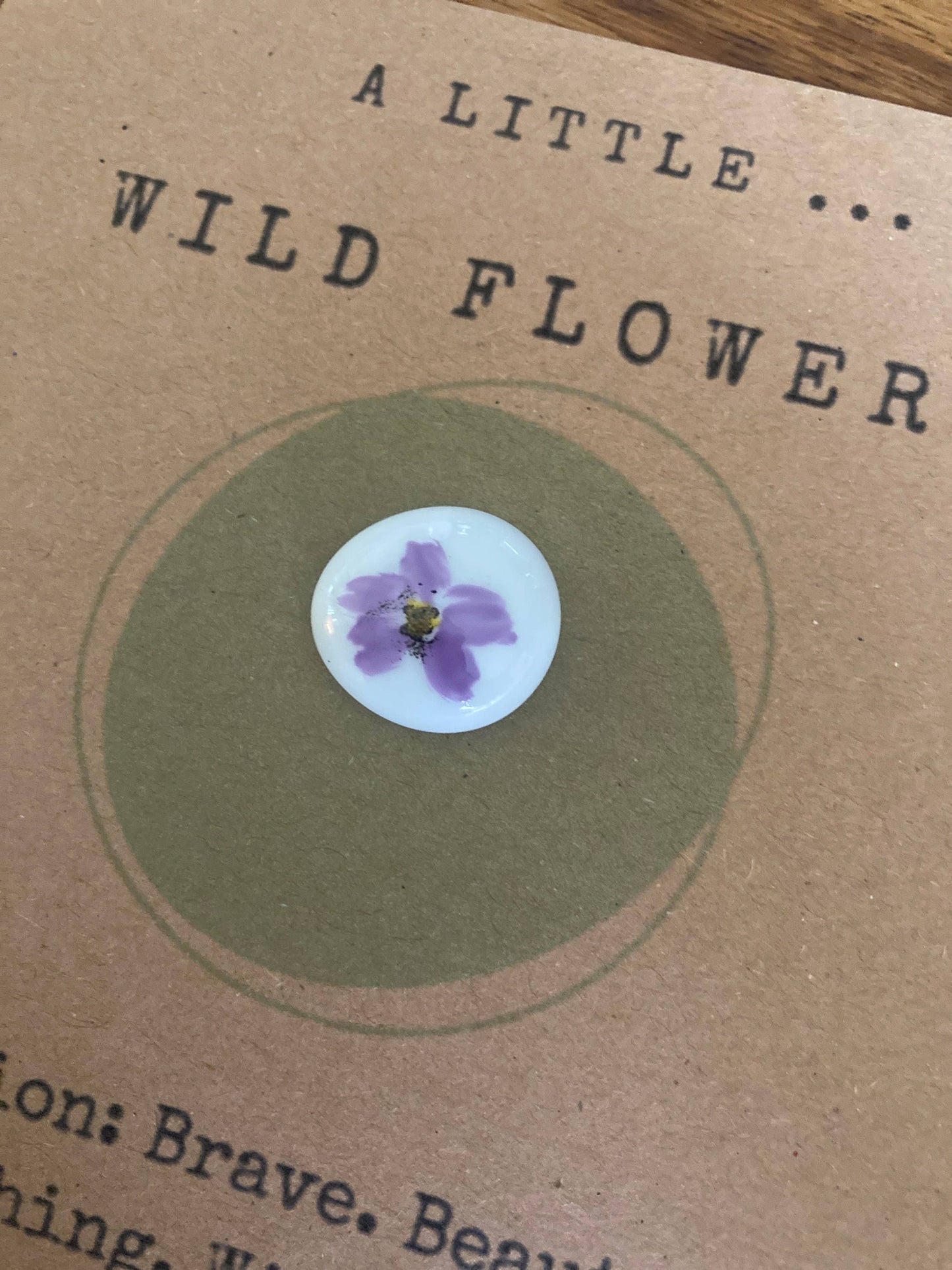 Pals in your Pocket - Personalized Wildflower Pebble With Purple Charm And Quote