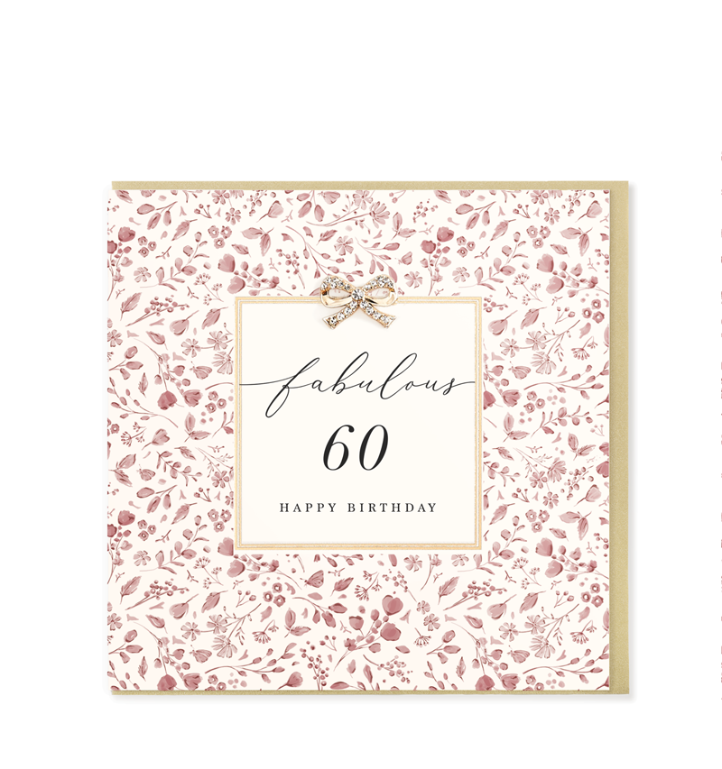 Hearts Designs - Fabulous 60 Happy Birthday, Embellished Greetings Card 