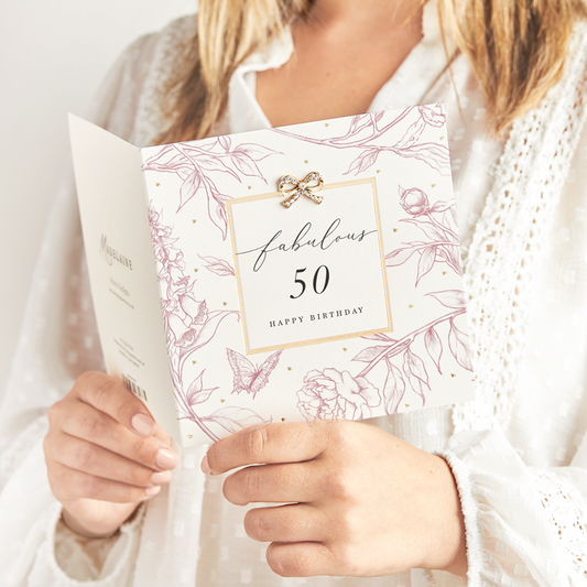 Hearts Designs - Fabulous 50 Happy Birthday, Embellished Greetings Card