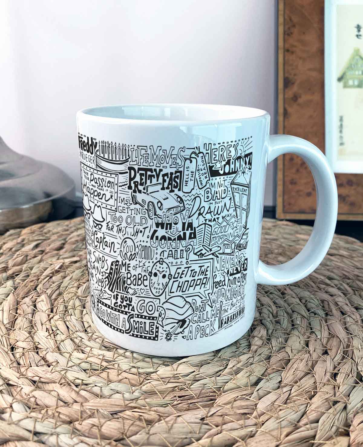 Sketchbook Design - 1980s Film Movie Illustration Mug