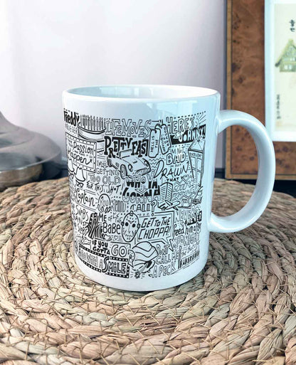 Sketchbook Design - 1980s Film Movie Illustration Mug